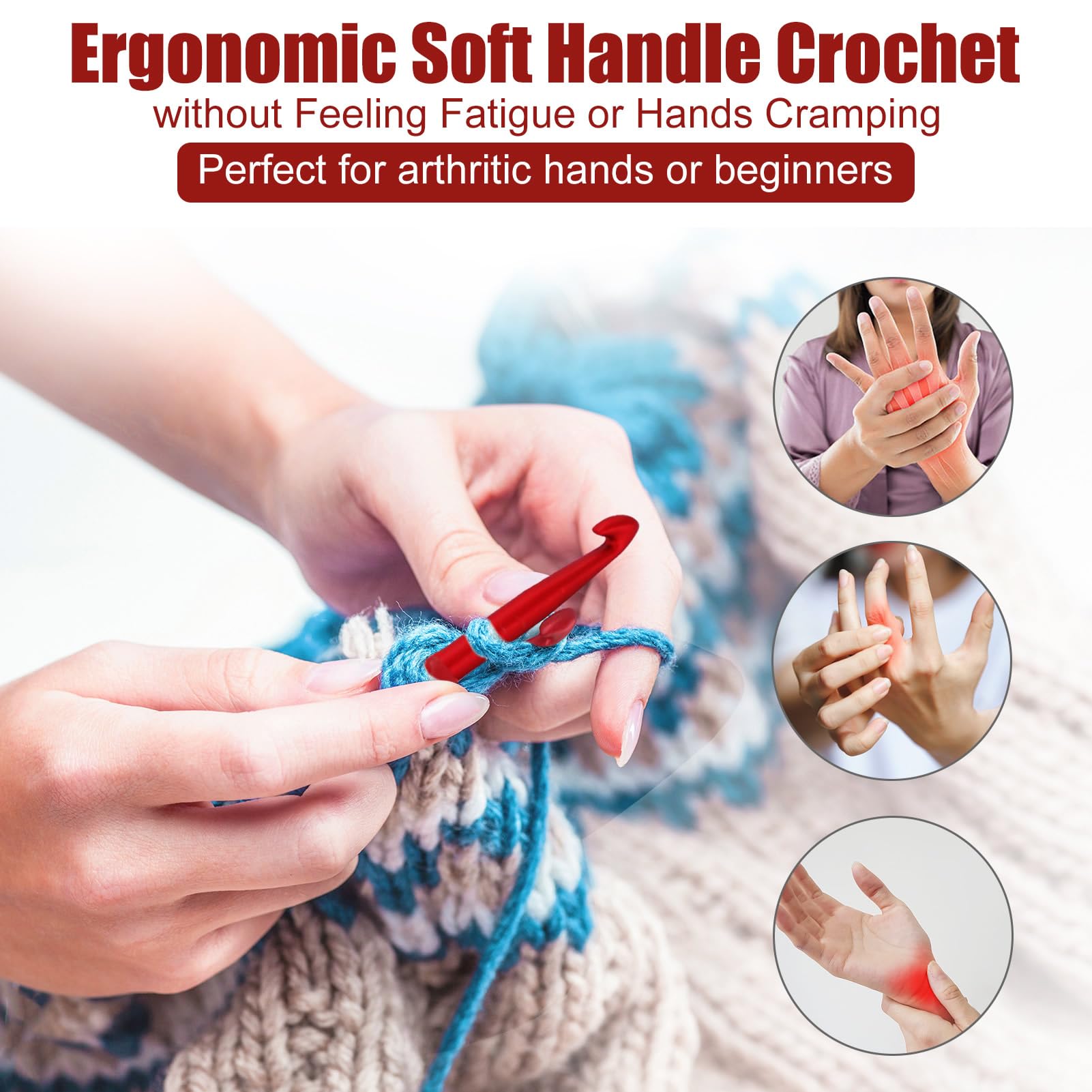 Dasonwin 9-Piece Aluminum Crochet Hooks Set (2.0mm-6.0mm) - Ergonomic Grip, Lightweight & Easy to Use for Beginners to Experts - Perfect for DIY Yarn Crafts, Amigurumi, Blankets & Scarf Making - Great Gift for Women & Crochet Enthusiasts