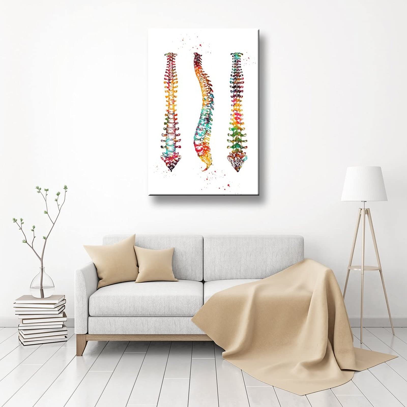 Abstract Spine Art Painting - Modern Medical Art Poster by Rosalias - 24x36 Inch (60x90cm) Canvas Wall Art for Home, Office & Clinic Decor - Framed or Unframed - Perfect Gift for Doctors, Anatomy Lovers & Interior Design