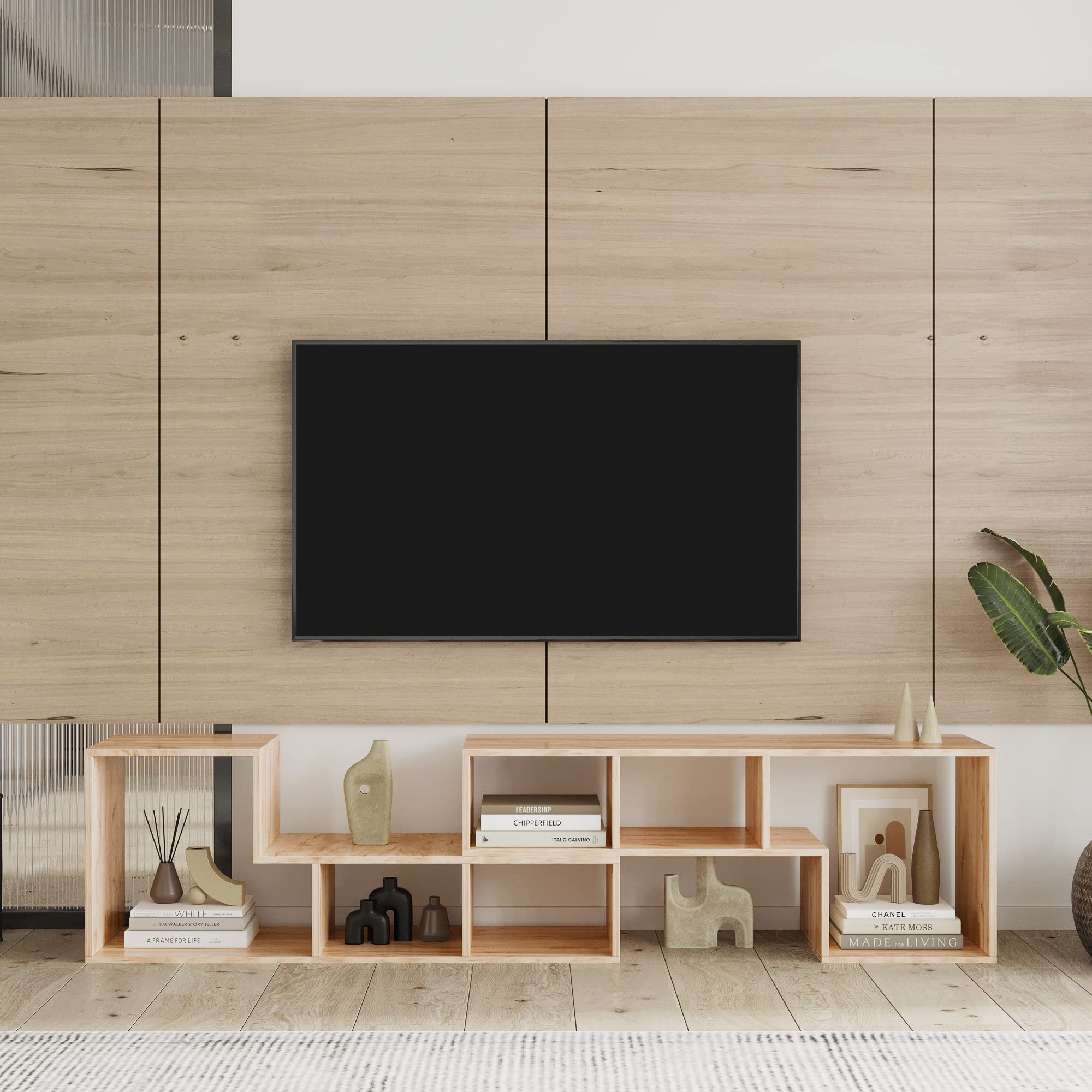 Modern L-Shaped Cube Bookshelf & TV Stand - 2-Tier Open Storage Shelf for CDs, Movies, Books - Space-Saving Entertainment Center for Living Room, Bedroom, Home Office - Perfect for Small Spaces & Media Organization