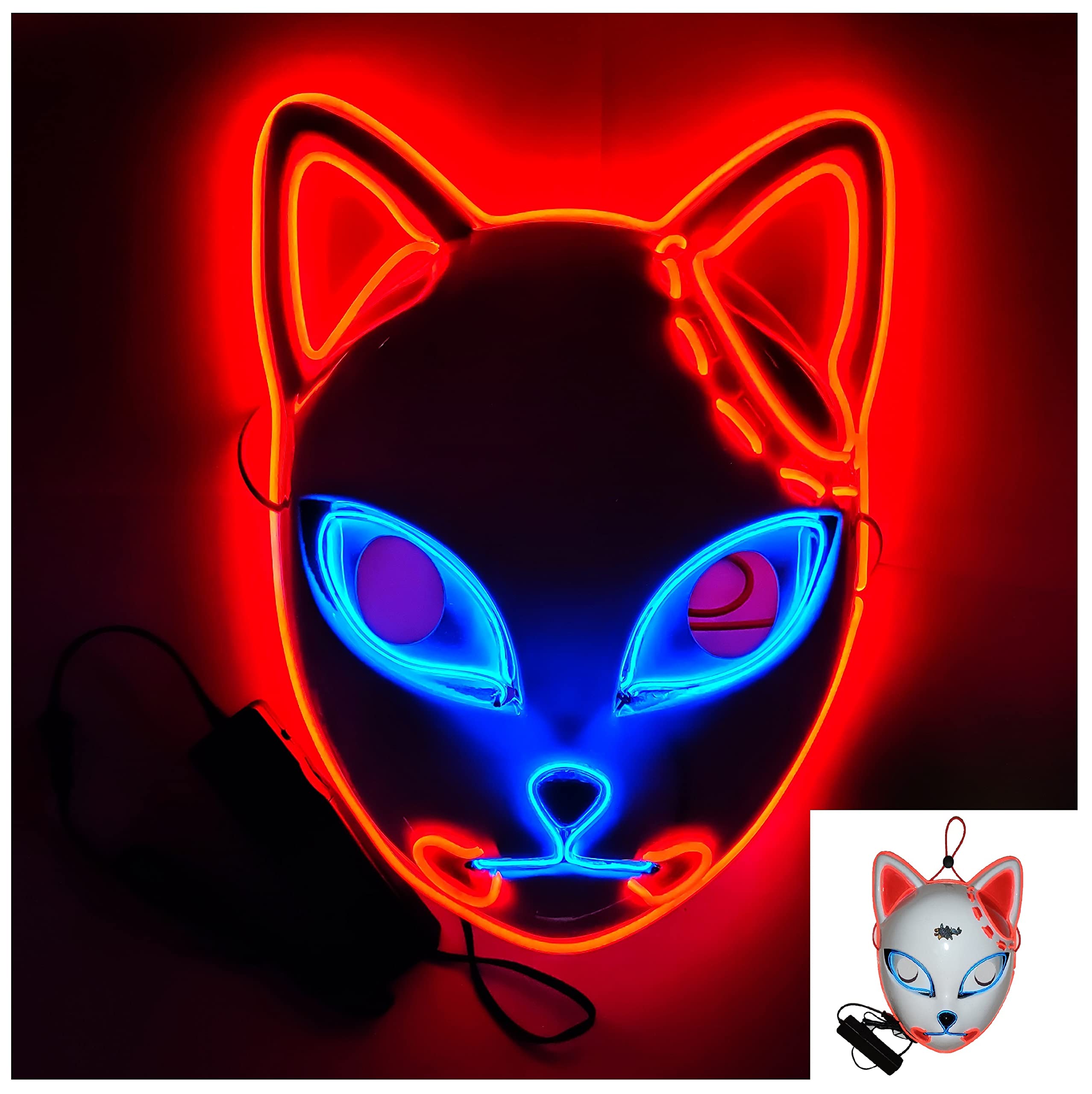 BAYDELKU Double Color LED Music Sync Mask - Halloween Glow Face Mask with Adjustable Speed - LED Purge Mask for Raves & Cosplay