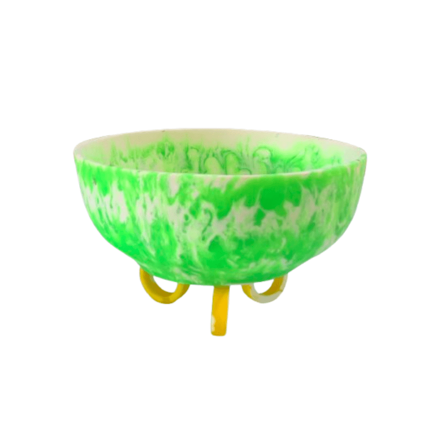 Two Tone Sculptural Resin Bowl - Mint & Buttercup - Modern Home Decor for Centerpiece, Bathroom Storage, or Kitchen Countertop Display