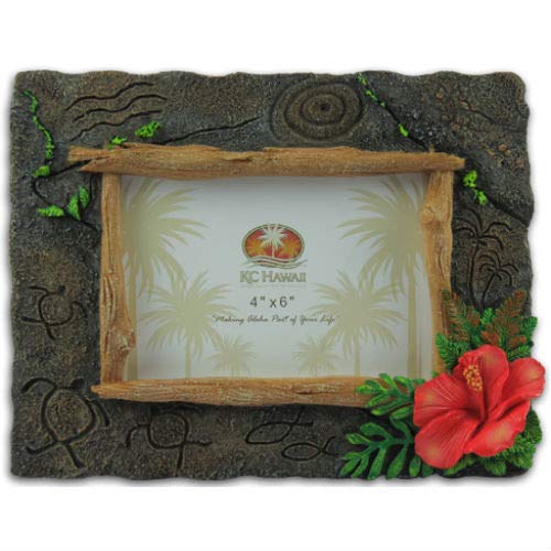 KC Hawaii Petroglyphs 4x6 Inch Horizontal Picture Frame - Perfect for Displaying Vacation Photos, Hawaiian Decor, and Wall Art