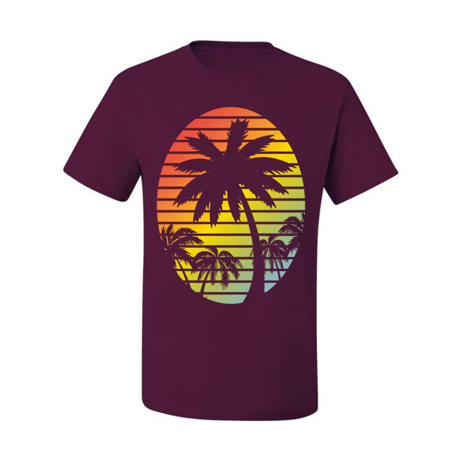 Tropical Palm Trees Sunset Graphic T-Shirt for Men - Cool Beach Style Casual Tee | Perfect for Summer Vacations, Beach Parties & Tropical Getaways
