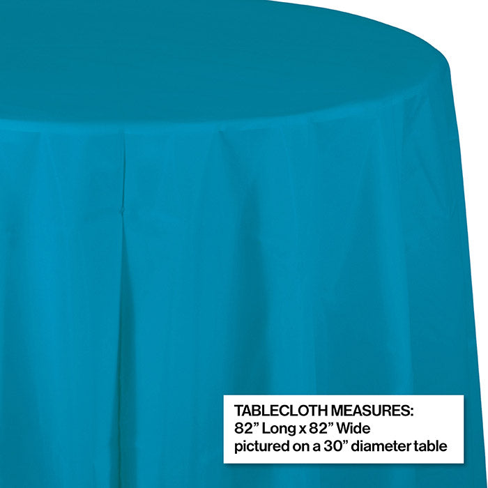 12-Piece Bulk Turquoise Round Plastic Table Covers (82-Inch) for Parties, Weddings & Events - Disposable Tablecloths for Banquets, Catering & Home Decor