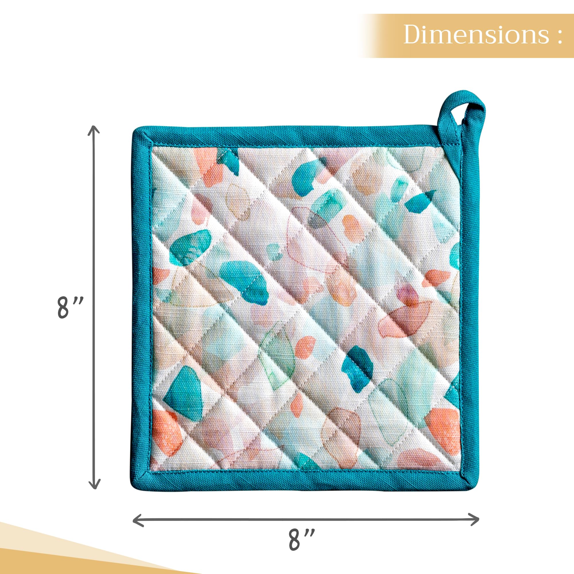 Maison d'Hermine 100% Cotton Heat Resistant Pot Holders Set of 2 - 8