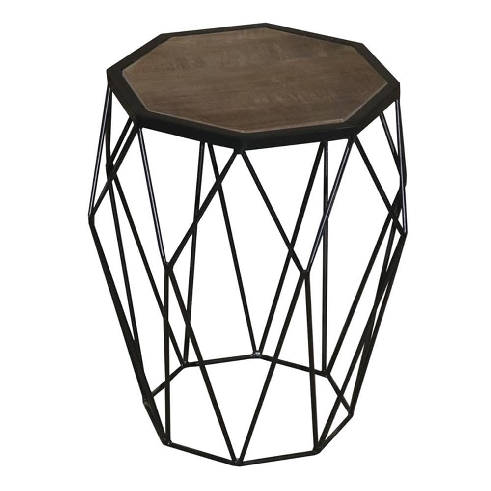 Progressive Furniture Outbound Chairside Table - Natural Wood & Iron Finish - Perfect for Living Room, Bedroom, or Office Side Table