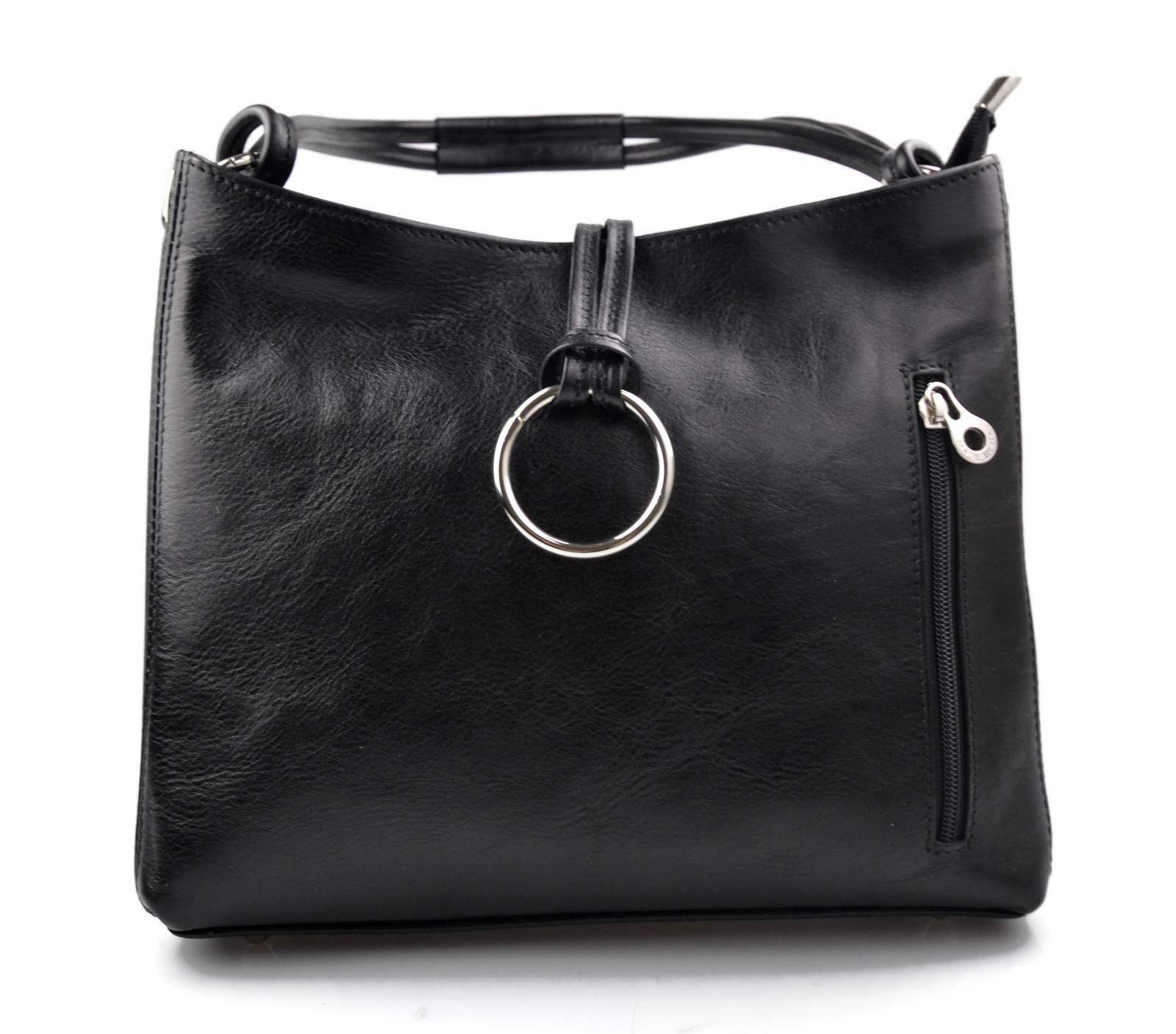 Premium Italian Leather Handbag for Women - Elegant Black Shoulder Bag - Luxury Designer Purse for Work, Travel & Evening Events