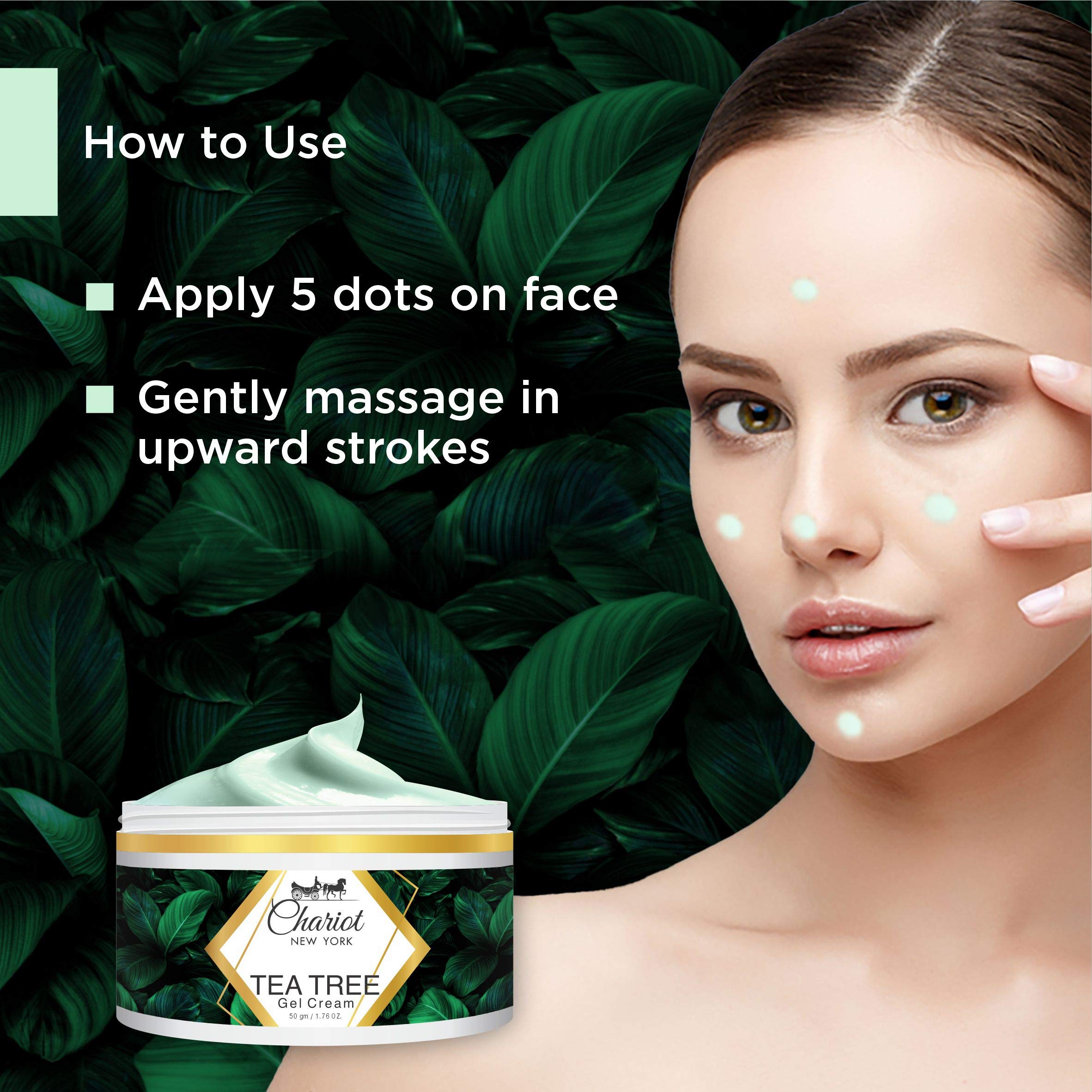 Chariot New York Tea Tree Face Gel Cream 50gm - Oil-Free Hydrating Moisturizer for Acne-Prone Skin | Perfect for Daily Skincare Routine & Blemish Control