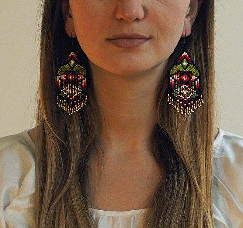 Forest Spirits Indian Inspired Beaded Earrings | Native American Style Beaded Jewelry | Handmade Bohemian Tribal Earrings | Perfect for Festivals, Weddings & Boho Fashion