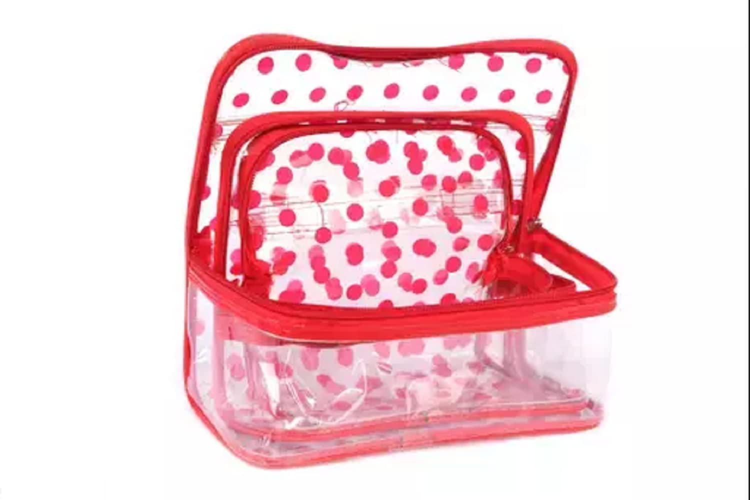 2-Piece Vanity Box Set with Makeup Kit & Jewelry Pouch - Travel Organizer (Yellow, Red) for Home & Travel