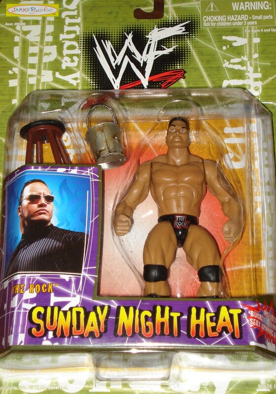 1999 WWF Jakks Pacific Sunday Night Heat The Rock Action Figure - Exclusive Collectible for Wrestling Fans - Perfect for Display, Play, and Nostalgic Gift Giving