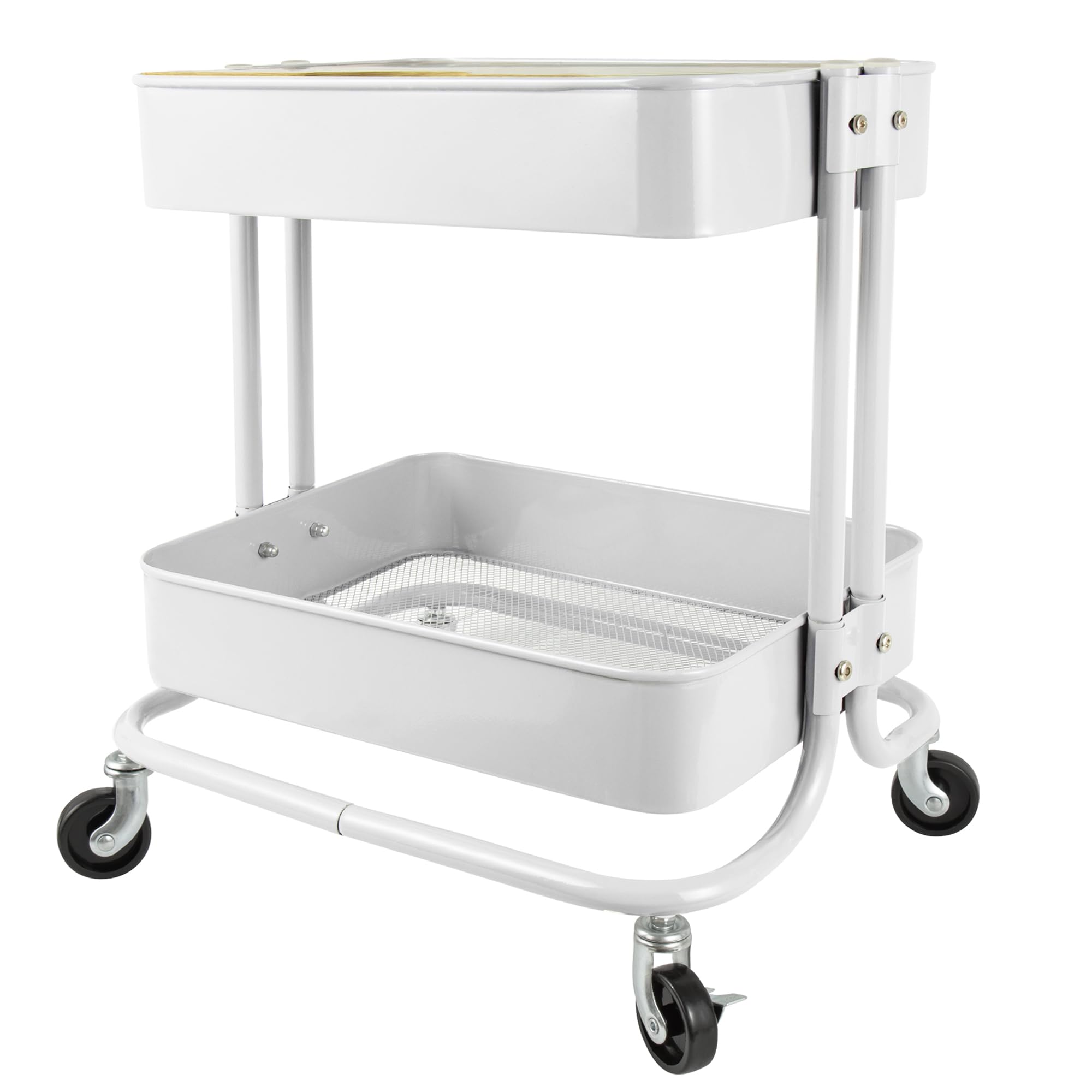 2 Tier Rolling Cart with Wheels - Sturdy Metal Utility Cart for Office, Home & Kitchen Storage | Perfect for Organizing Supplies, Books, or Cooking Essentials