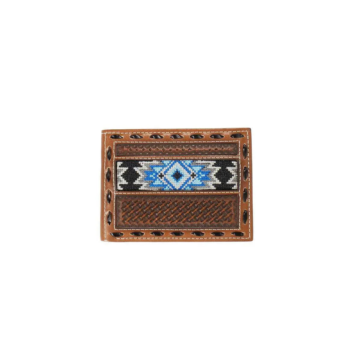 3D Blue Diamond Inlay Genuine Leather Men's Bifold Wallet - Slim RFID Blocking Credit Card Holder for Everyday Carry & Gift Giving