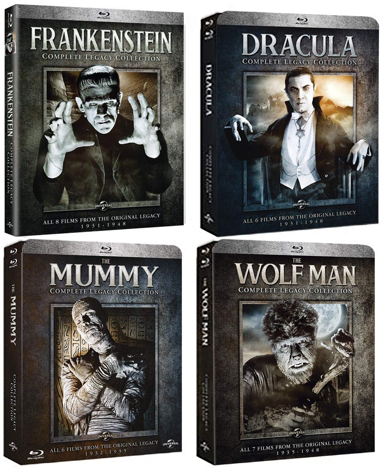 Classic Monster Legacy Collection: 20 Movies Blu-ray Complete Set (Dracula, Frankenstein, Mummy, Wolf Man) - Perfect for Halloween Movie Nights & Classic Horror Film Enthusiasts
