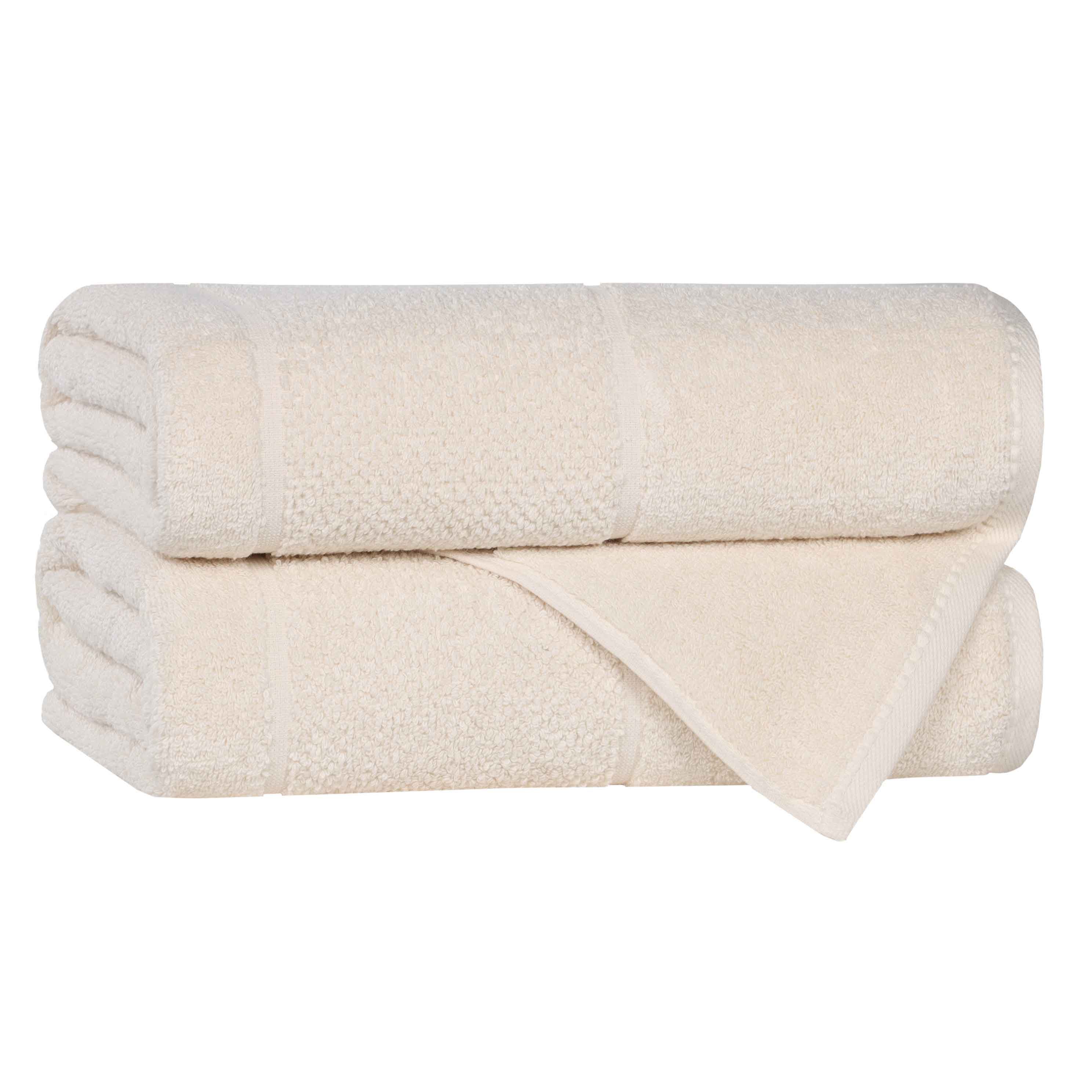 Premium Cotton Bath Towels Set of 2 - Extra Large, Soft & Absorbent - Luxury Broad Border Design for Spa, Bathroom & Beach Use