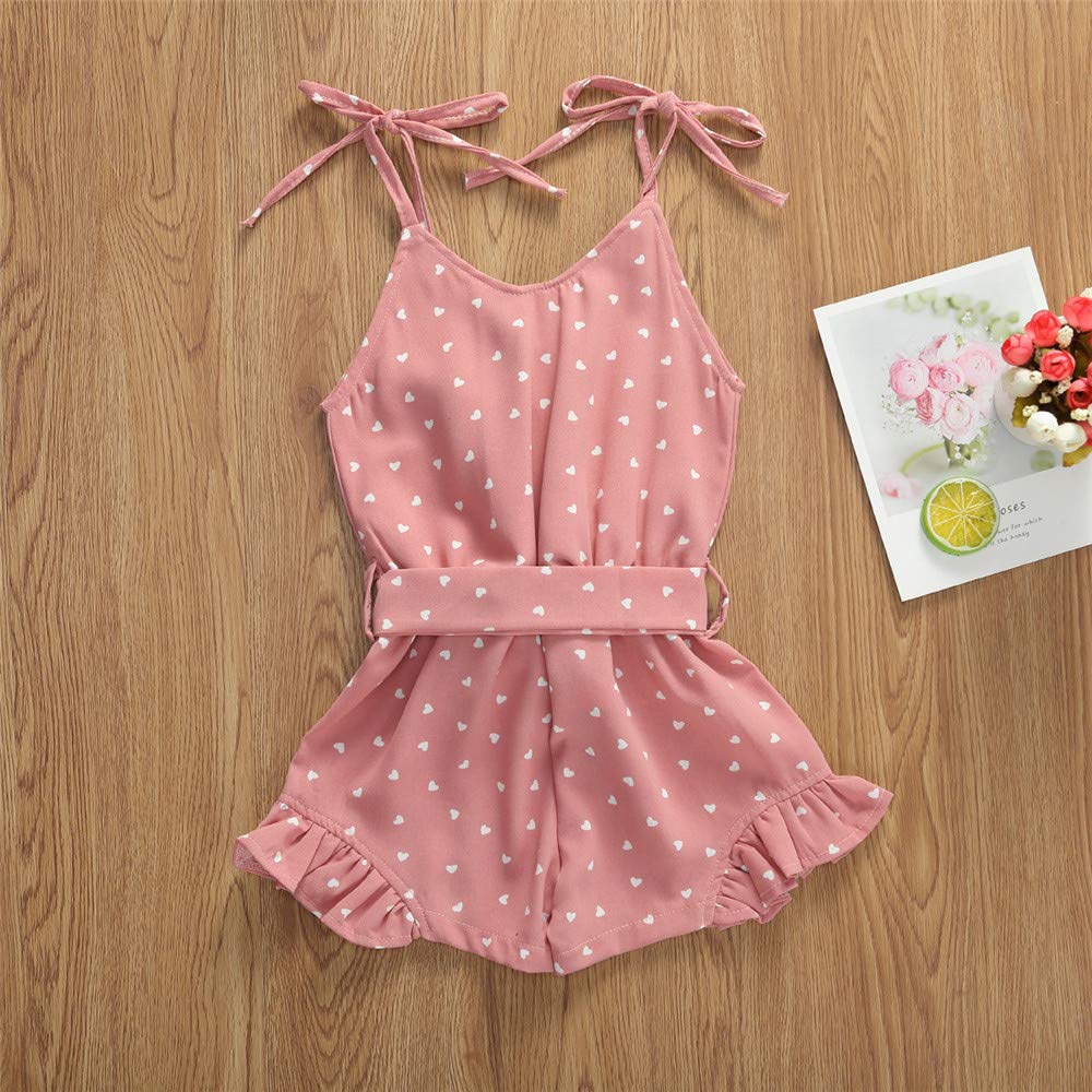 Toddler Baby Girl Heart Print Suspender Romper Jumpsuit - Cute Summer Outfit for Girls 1-3 Years | Perfect for Holidays, Playdates & Photo Shoots