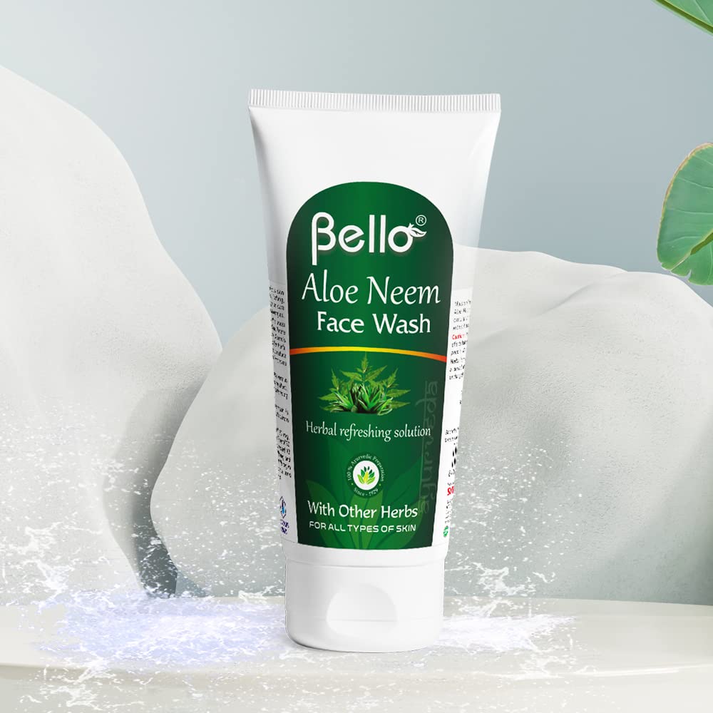 Bello Aloe Neem Face Wash - Natural Cleanser for Acne & Oily Skin - Gentle Daily Facial Cleanser for Men & Women - Perfect for Morning & Night Skincare Routine