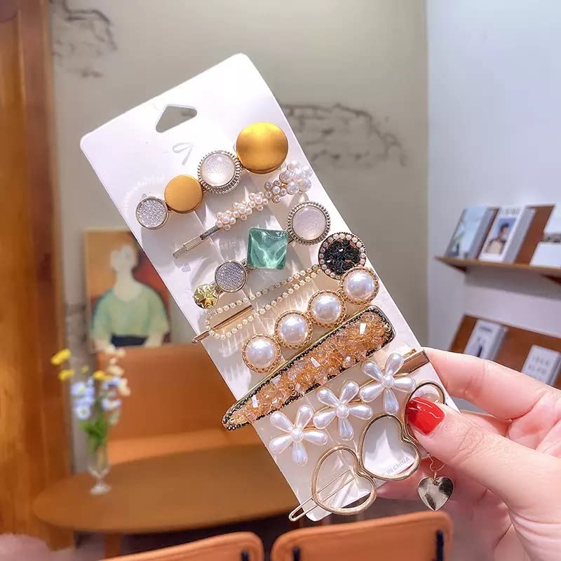Stylish Korean Non-Slip Metal Hair Clips for Women & Girls - Pearl & Heart Hairpins | Elegant Hair Accessories & Headwear Styling Tools | Perfect for Office, Weddings & Daily Use