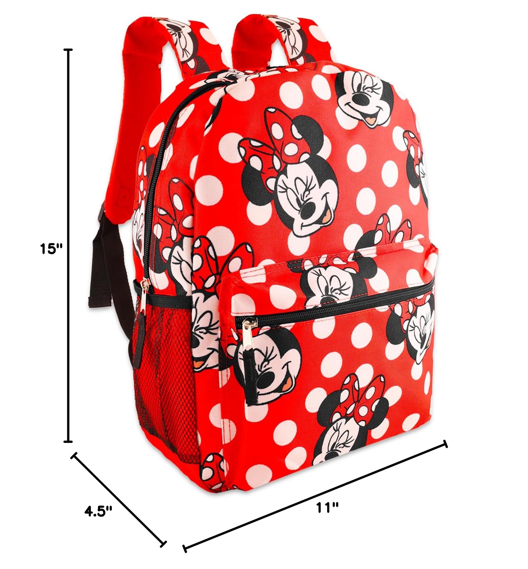 Disney Minnie Mouse Large Travel Backpack and Lunch Bag Set for Girls - Polka Dot Backpack, Insulated Lunch Box, Perfect for School, Day Trips, and Disney Vacations