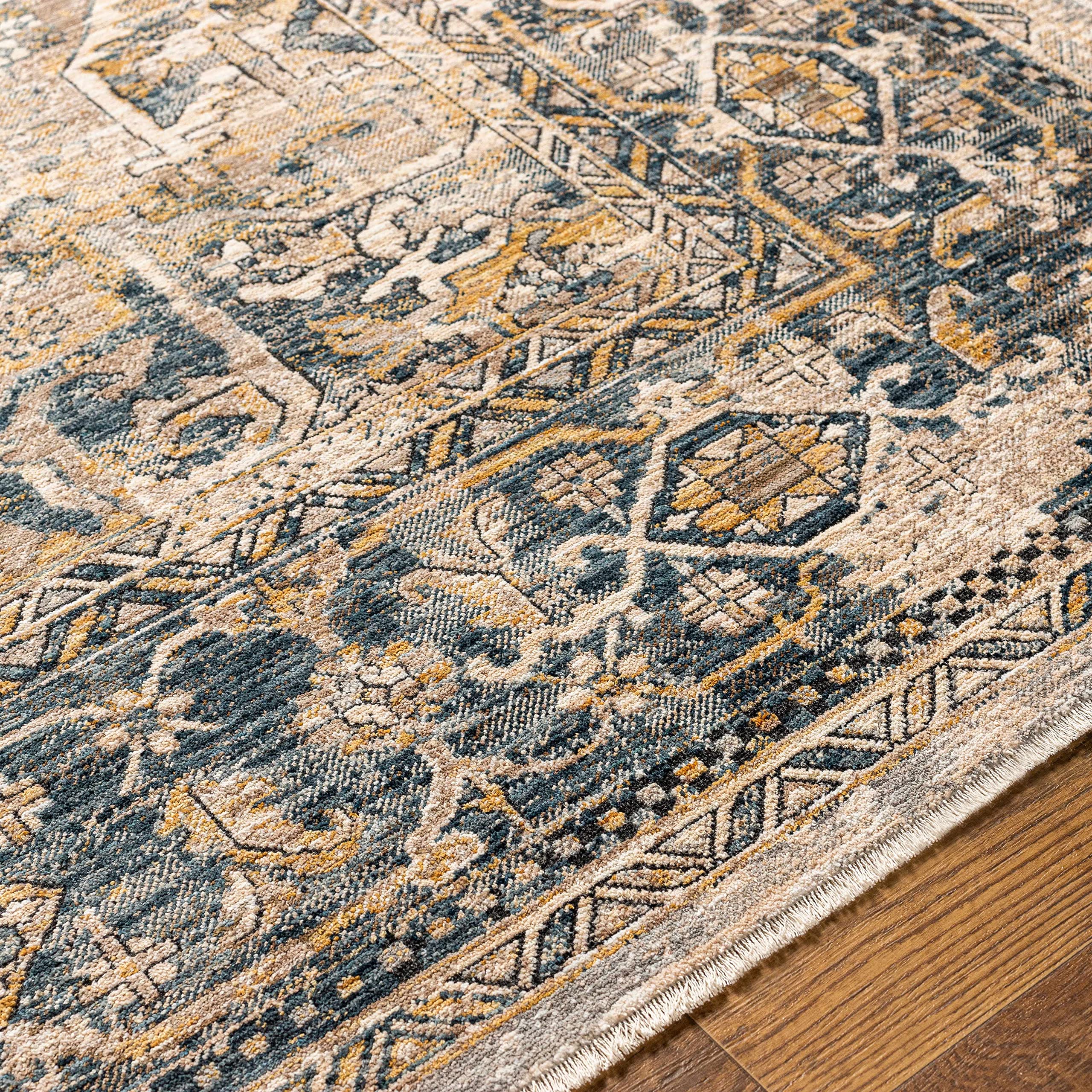 Traditional Hauteloom Lampitak Area Rug - Black, Gray, Beige - 6'7