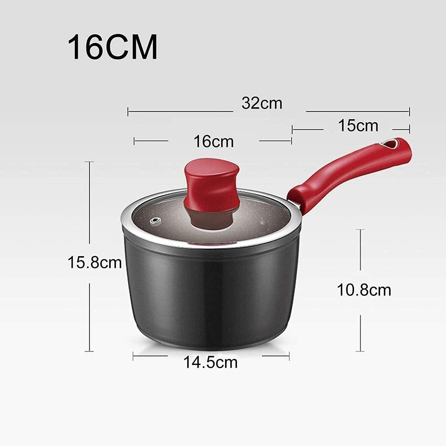 16cm Aluminum Alloy Non-Stick Wok Pan with Ergonomic Handle - Perfect for Milk, Soup & Stir-Fry Cooking | Small Frying Pot for Home Kitchen Use