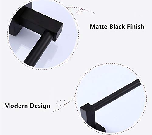 Stainless Steel Wall Mounted Single Towel Bar Rack - 23.5 Inch Bathroom Towel Hanger with Matte Black Finish | Perfect for Modern Bathrooms, Guest Rooms & Spa Decor