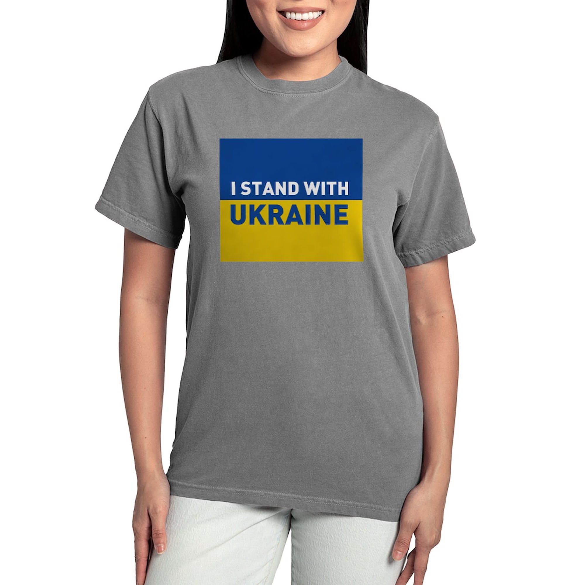 I Stand with Ukraine Women's T-Shirt - Comfort Colors Soft Cotton Tee - Support Ukraine with Stylish Casual Wear for Everyday & Events