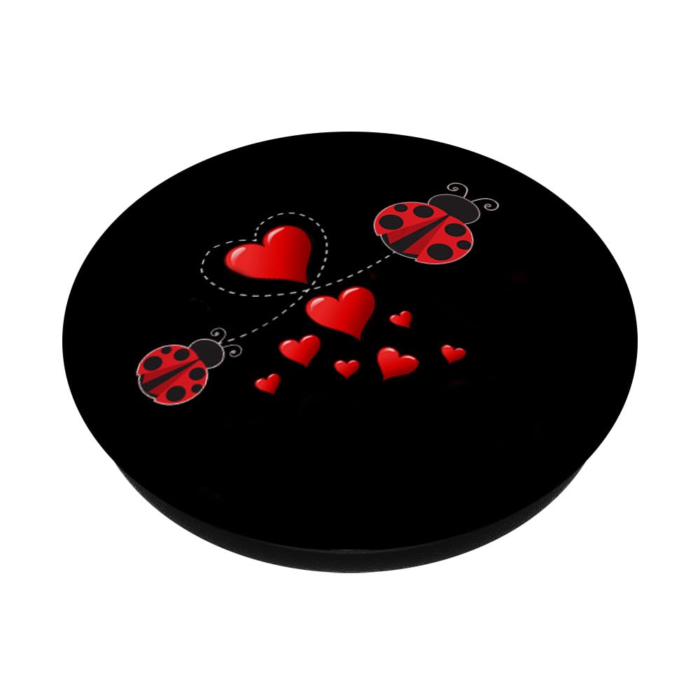 Ladybugs With Hearts PopSockets PopGrip: Swappable Phone & Tablet Grip for Secure Hold, Stylish Design, Perfect for Everyday Use, Travel, and Selfies