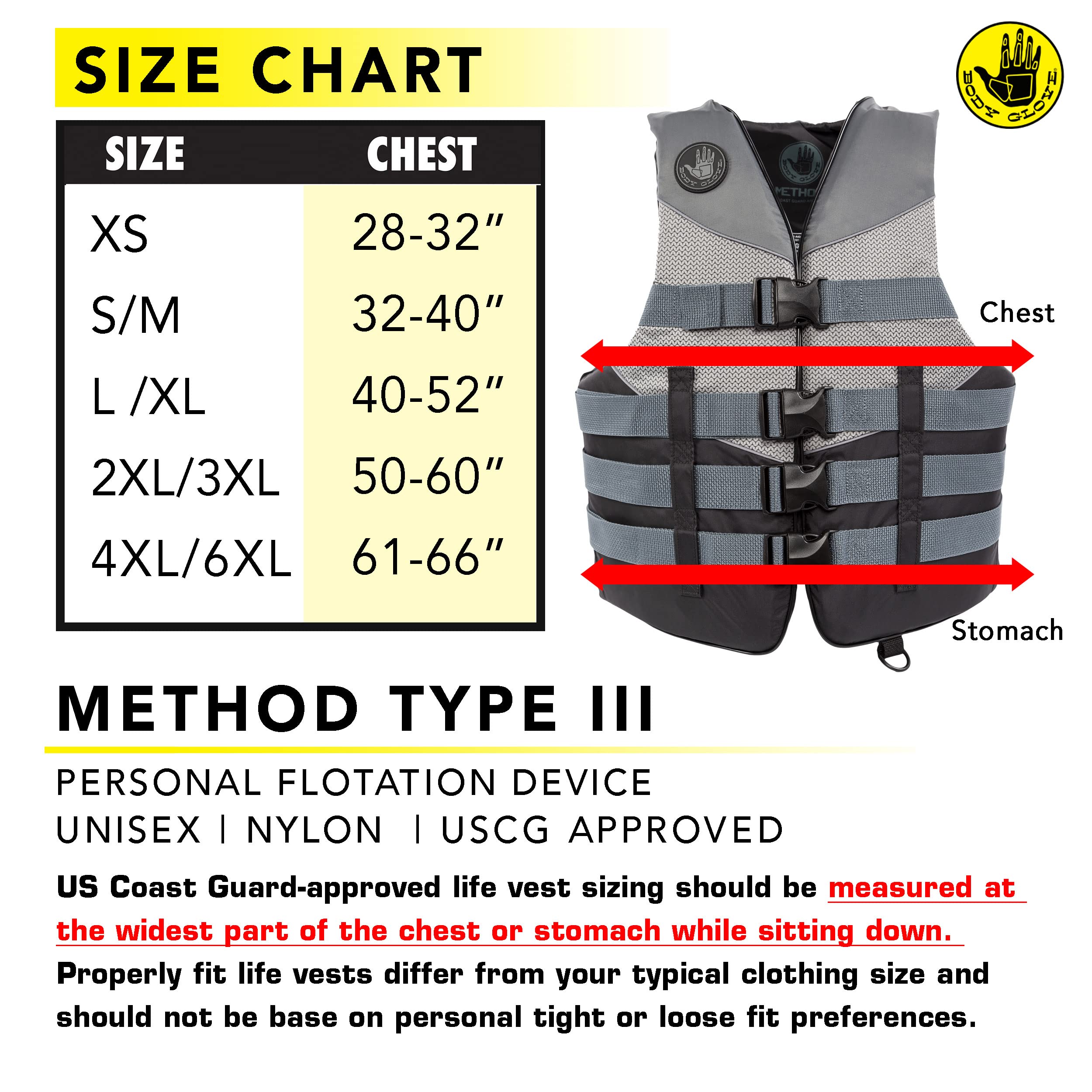 Body Glove PFD Life Vest - US Coast Guard Approved, Comfortable & Durable for Boating, Kayaking & Water Sports