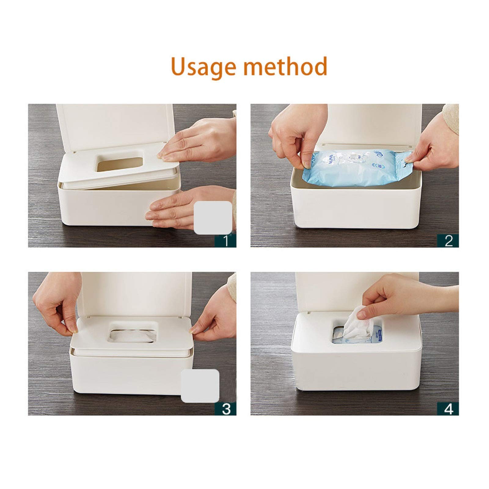 White Plastic Tissue Box Dispenser with Lid - Dust-Proof Kitchen & Baby Wipes Storage Organizer | Perfect for Home, Office, Nursery, and Travel Use