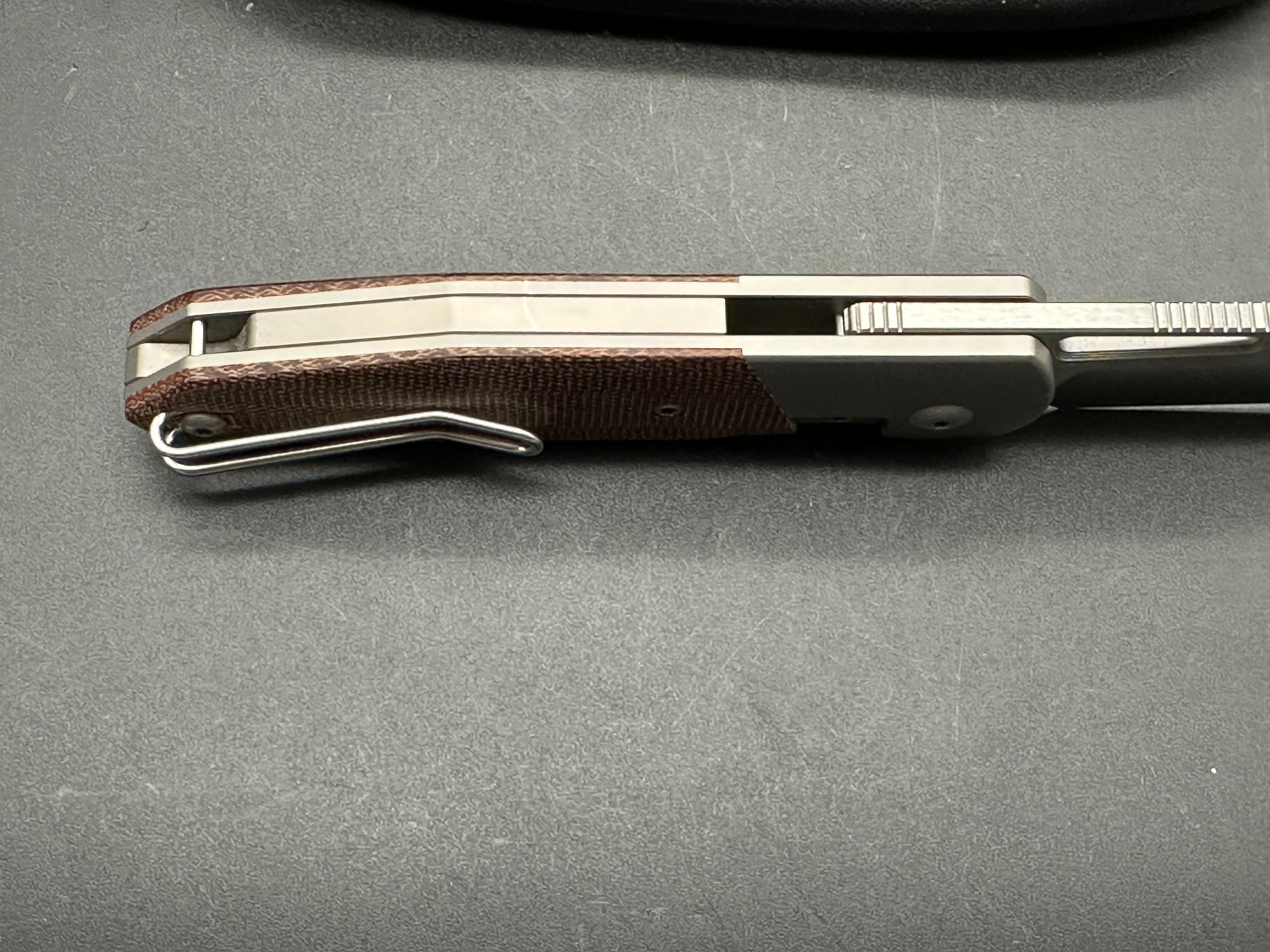 Renegade Provisions G.O.M. Frame Lock Knife - Titanium & Brown Micarta Handle - EDC Pocket Knife for Outdoor, Camping, and Everyday Carry
