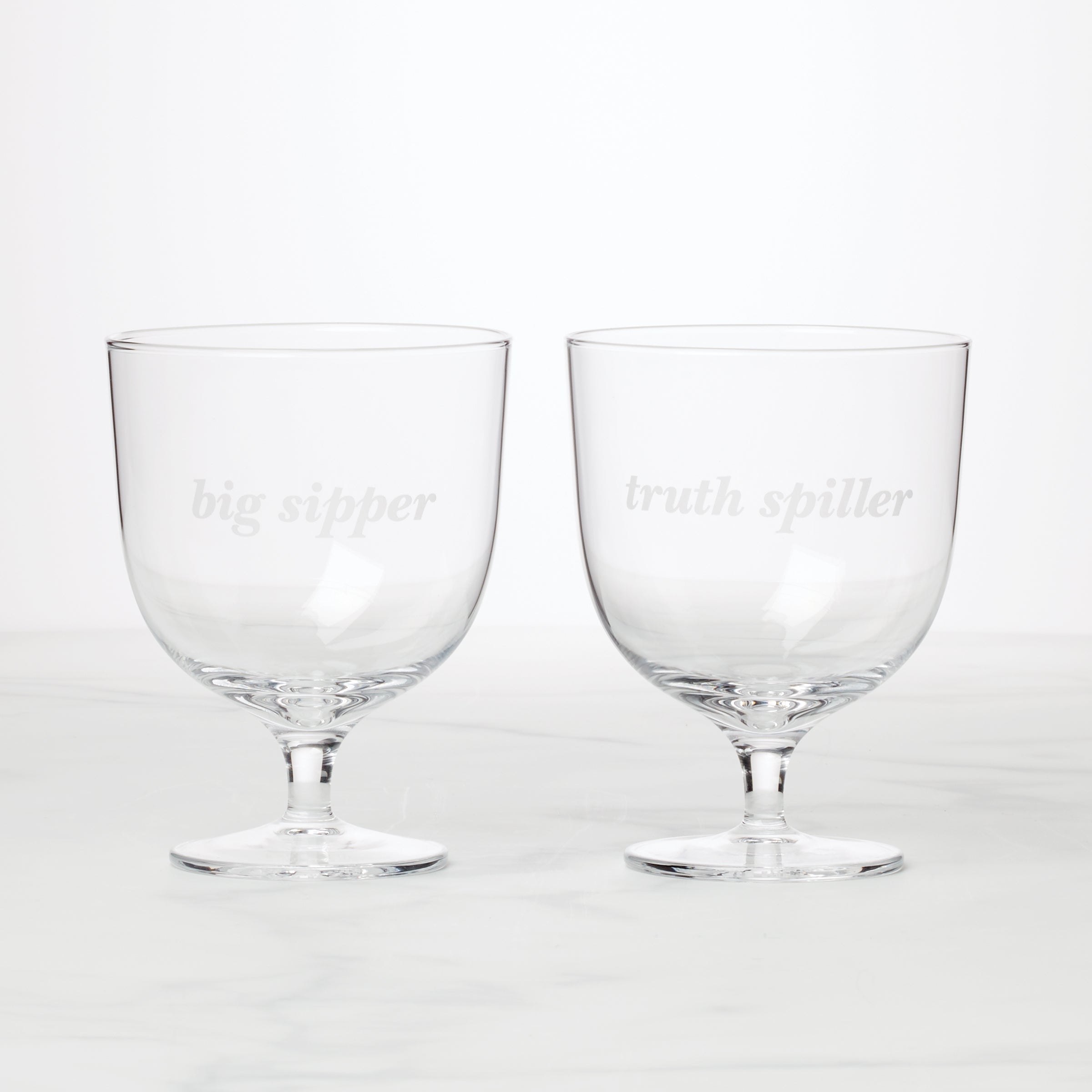 Truth Spiller & Big Sipper Short Glasses Set of 2 - Durable Barware for Cocktails, Whiskey, and Iced Coffee - Perfect for Home Bars, Parties, and Gifts