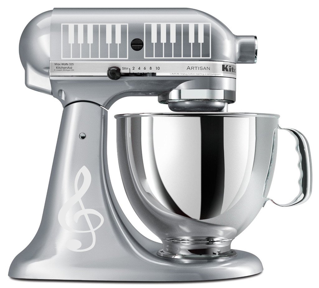 Treble Clef & Piano Keys Vinyl Decal Set for KitchenAid Mixers - White Music Theme Stickers - Perfect for Baking Enthusiasts & Music Lovers - Great for Home Kitchen Decor & Gift Ideas