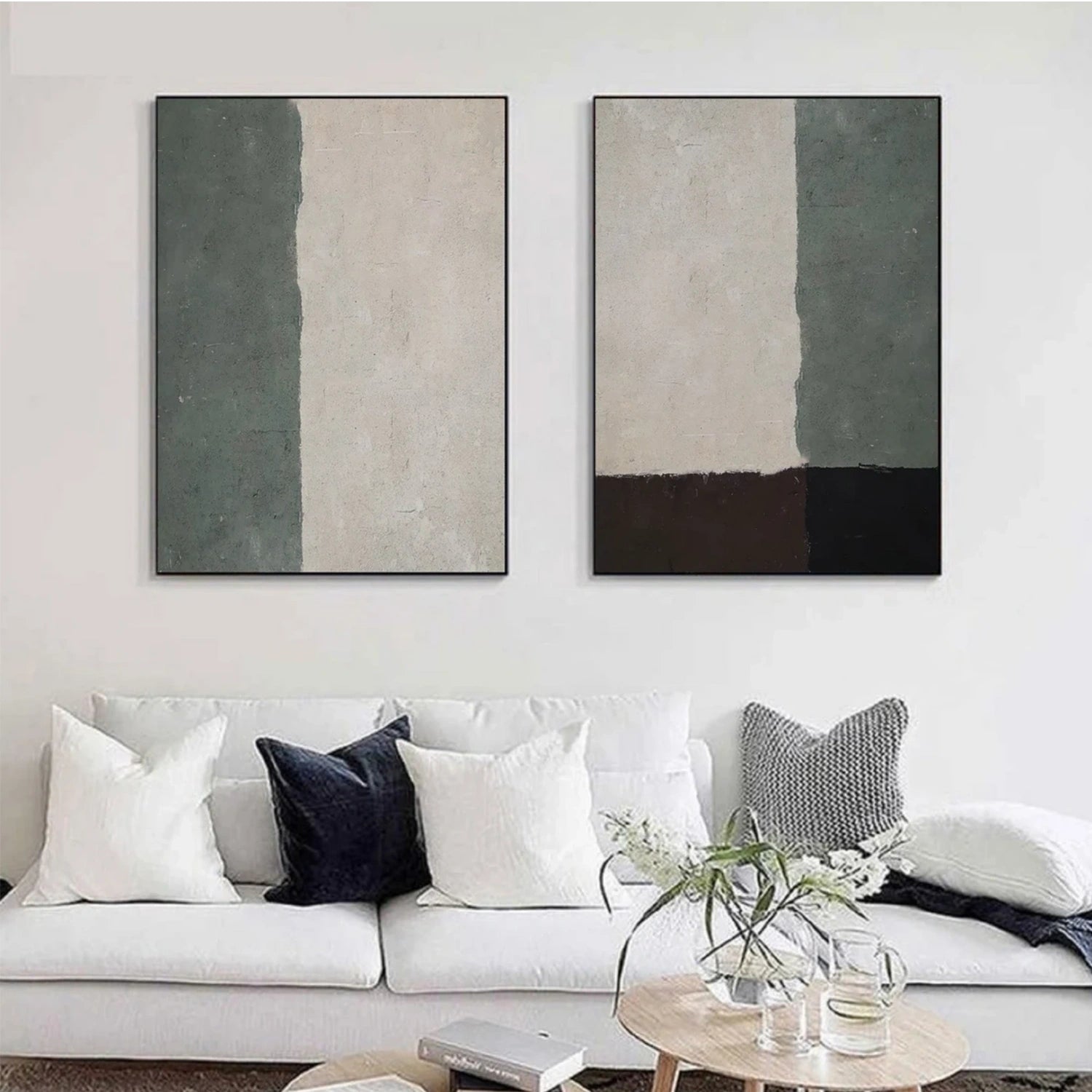 Abstract Tranquility Set of 2 Wall Art Paintings - Modern Minimalist Canvas Prints for Living Room, Bedroom & Office Decor #WS246