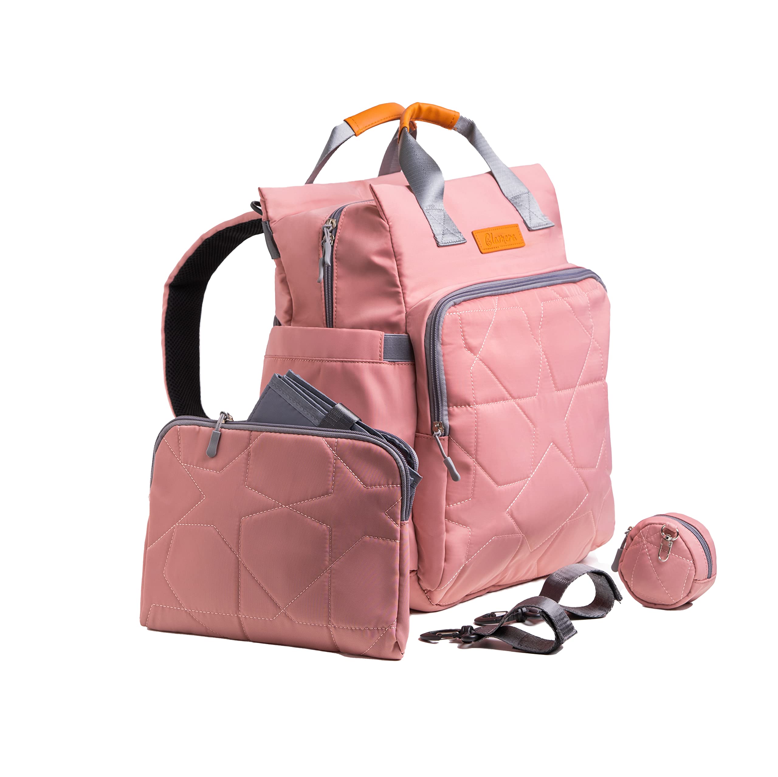 Clamera Diaper Bag Backpack – 5-in-1 Magnetic Travel Backpack with Changing Pad & Organizer Pockets – Large Baby Bag for Moms, Stroller Hanging & On-the-Go Parenting – Perfect for Daycare, Travel & Family Outings