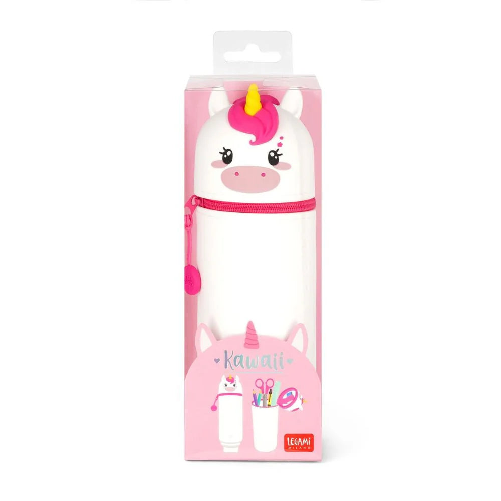 2 in 1 Cute Unicorn Silicone Pencil Case - Kawaii School & Office Supplies for Kids & Adults - Perfect for Backpack, Desk Organizer & Gift Idea