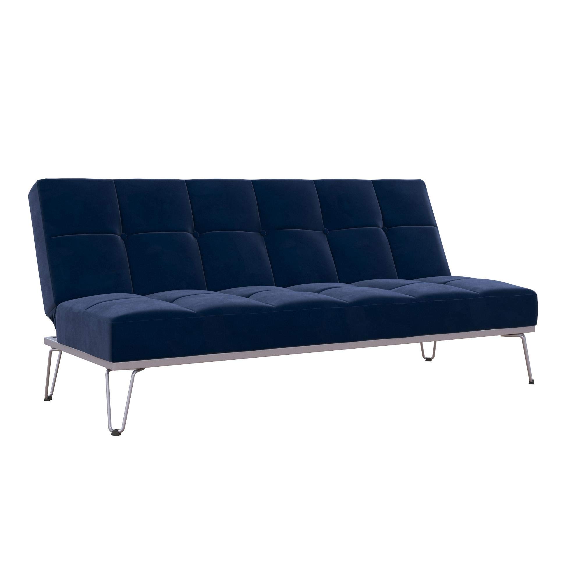 Novogratz Elle Convertible Sofa Bed & Futon Couch - Blue | Space-Saving Sleeper Sofa for Small Apartments, Guest Rooms & Studio Living