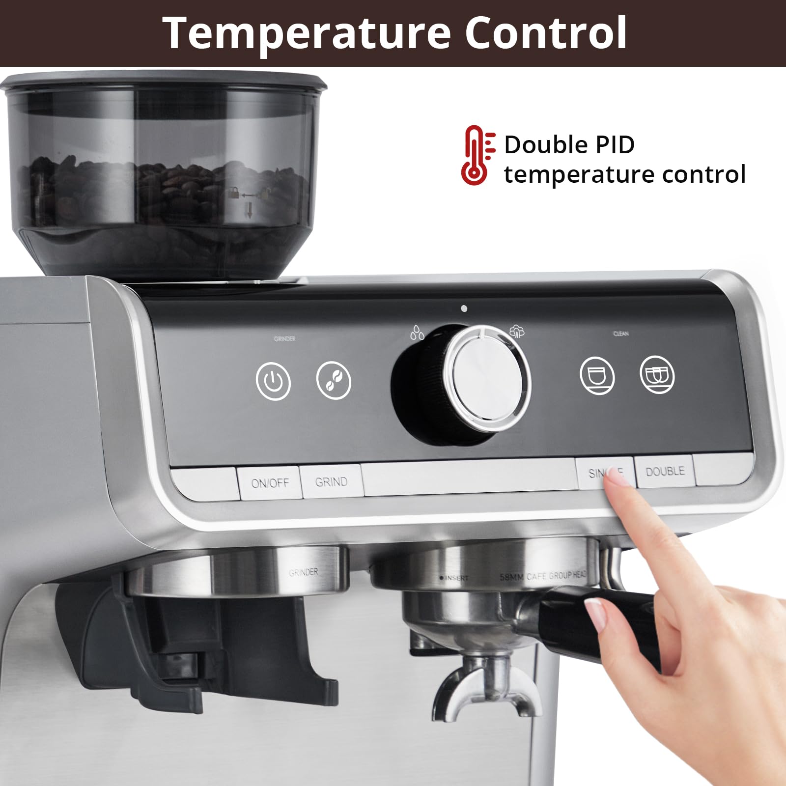 Premium 20 Bar Semi-Automatic Espresso Machine with Built-in Coffee Bean Grinder & Milk Frother Wand - 95oz Removable Water Tank for Perfect Cappuccino, Latte & Espresso - Ideal for Home Baristas & Coffee Lovers