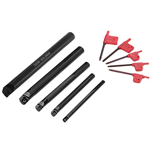 5-Piece Turning Tool Holder Set with Boring Bar - Durable Lathe Tool Holder & Insert Blades for Metal Turning - Ideal for CNC Lathe, Metalworking, and DIY Machining Projects