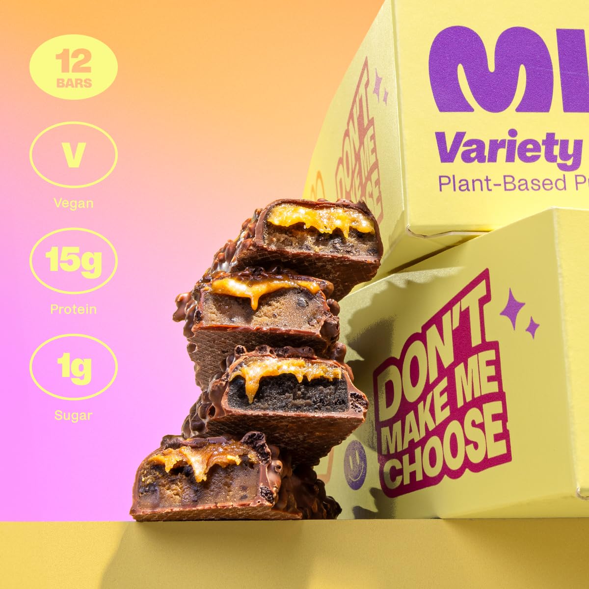 Misfits Vegan Protein Bars - Plant Based, Low Sugar & Carb, High Fiber Snacks | Variety Pack of 12 (4 Flavors) | Perfect for Post-Workout Recovery, Healthy On-the-Go Snacking & Weight Management