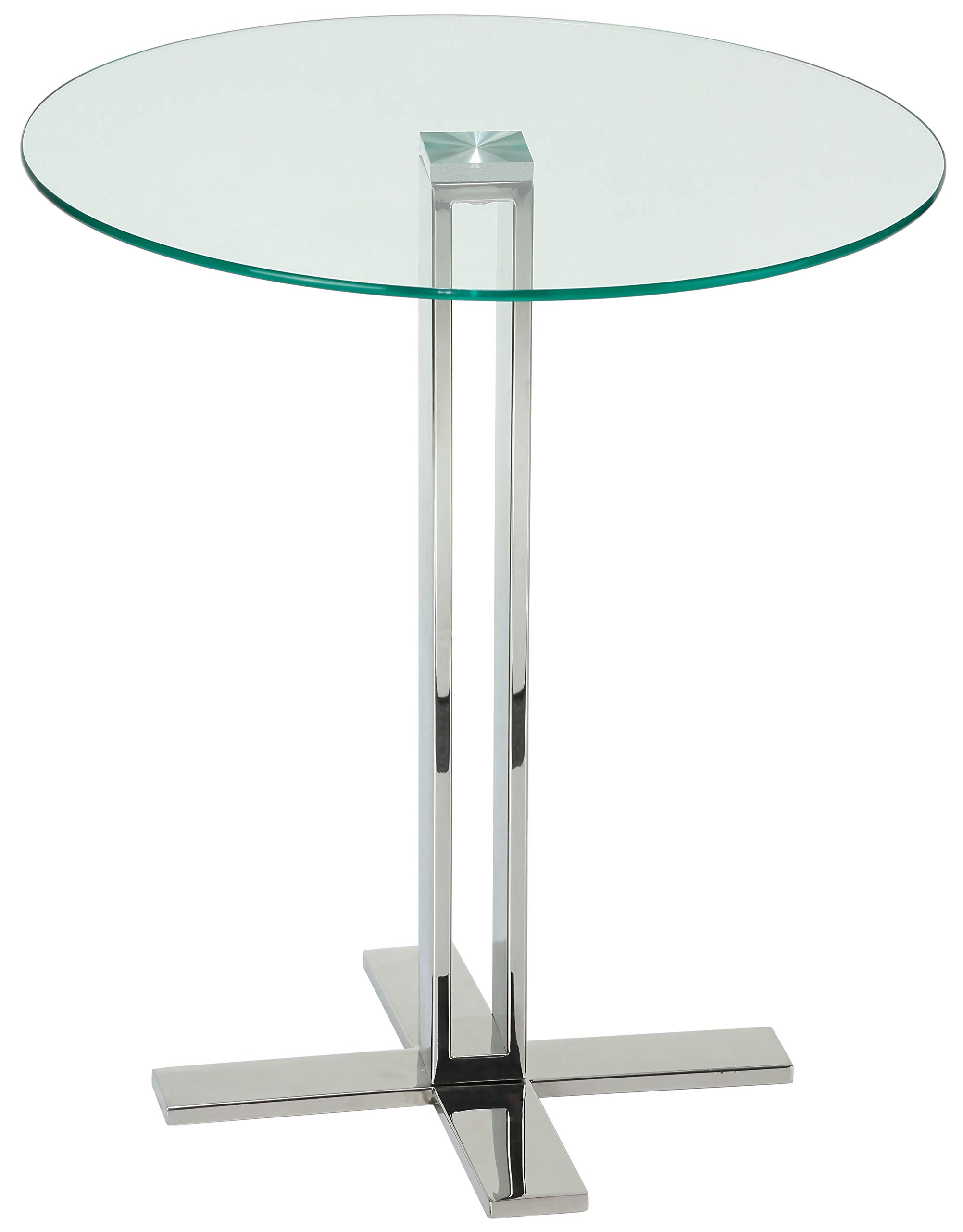 Cortesi Home Solen Round Glass End Table - Modern Accent Table for Living Room, Bedroom & Office - Tempered Glass Side Table with Sturdy Metal Base - Perfect for Small Spaces & Home Decor