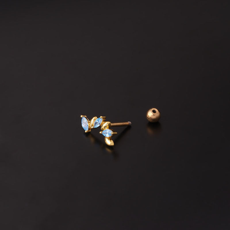 16G Cartilage Stud Earrings - Long Curved Flat Back Earrings for Women | HSPJ722 | Perfect for Daily Wear, Parties & Gifts