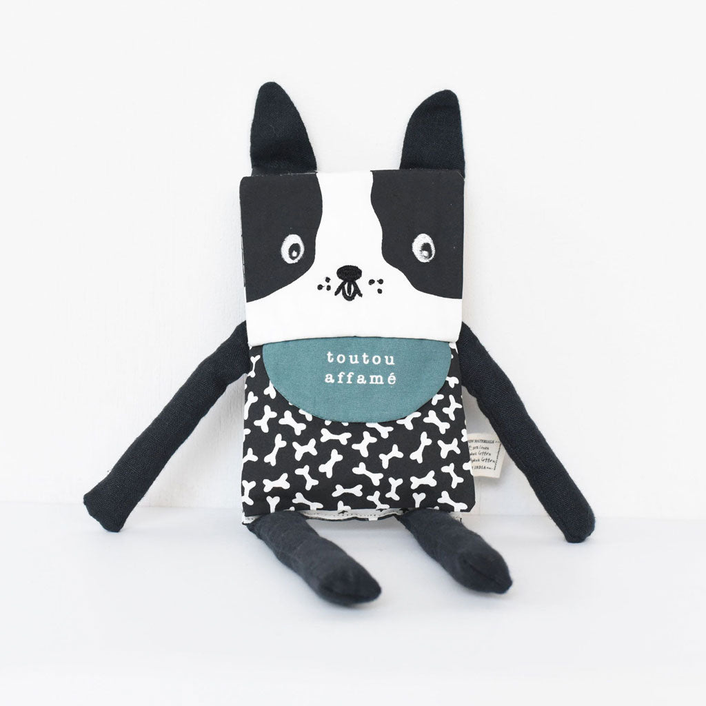 Wee Gallery Organic Flippy Friend Dog Toy - French Bulldog Design, Safe Non-Toxic Chew Toy for Puppies & Small Dogs - Perfect for Training, Teething & Playtime at Home or Outdoors