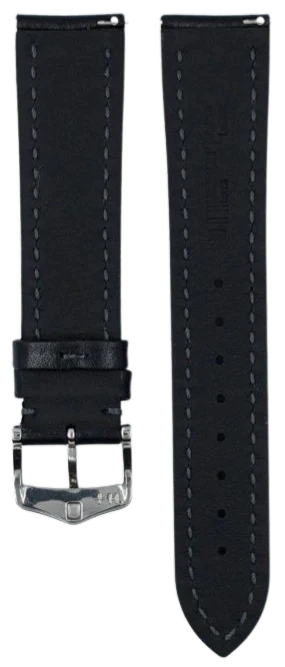 Hirsch Lucca Black 24mm Leather Watch Strap - Premium Replacement Band for Men's Watches | Perfect for Dress, Business & Casual Wear