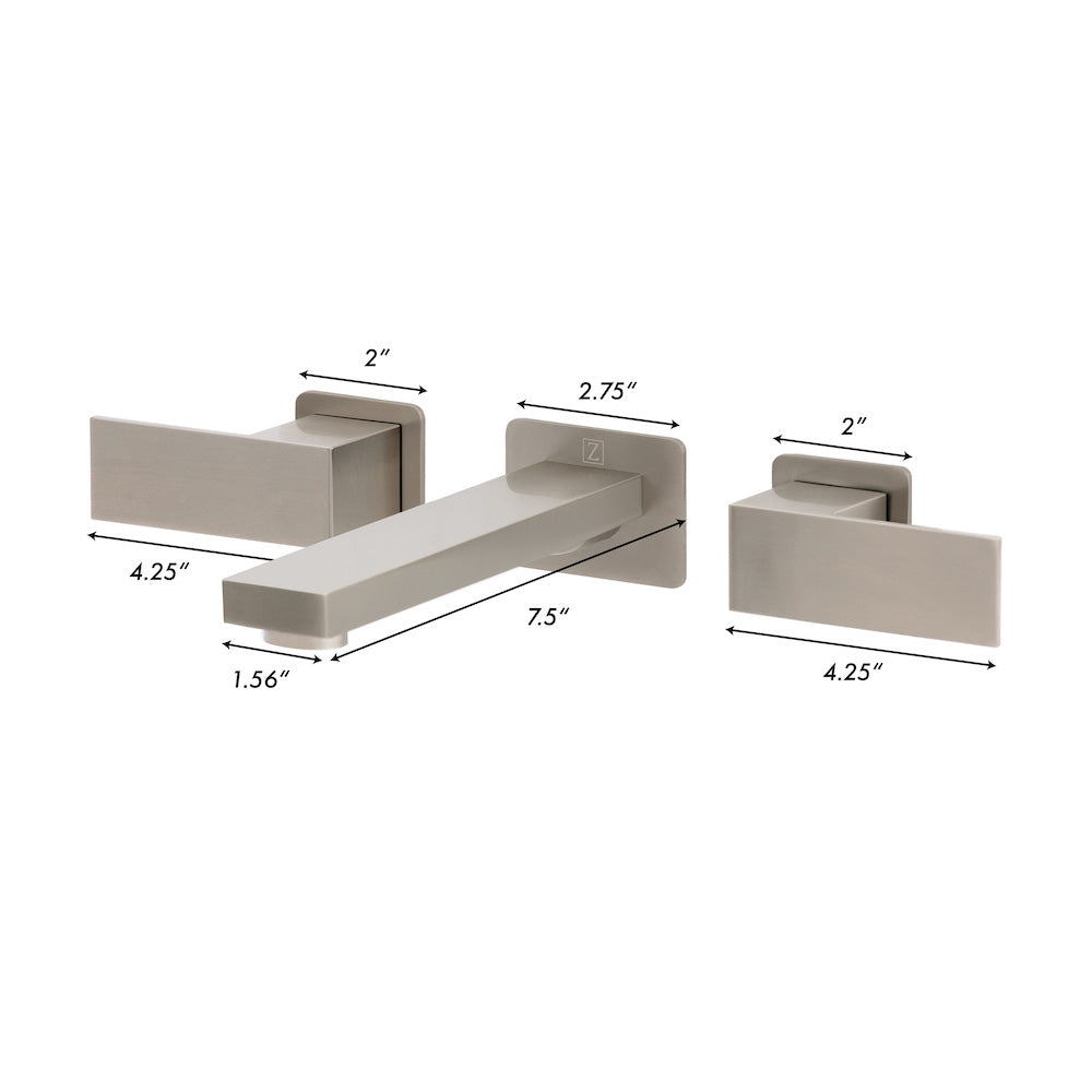 ZLINE Bliss Wall Mount Bathroom Faucet - Brushed Nickel Finish, Modern Waterfall Spout for Bathroom Sink, BLS BFW BN - Perfect for Spa, Hotel, and Luxury Home Bathrooms