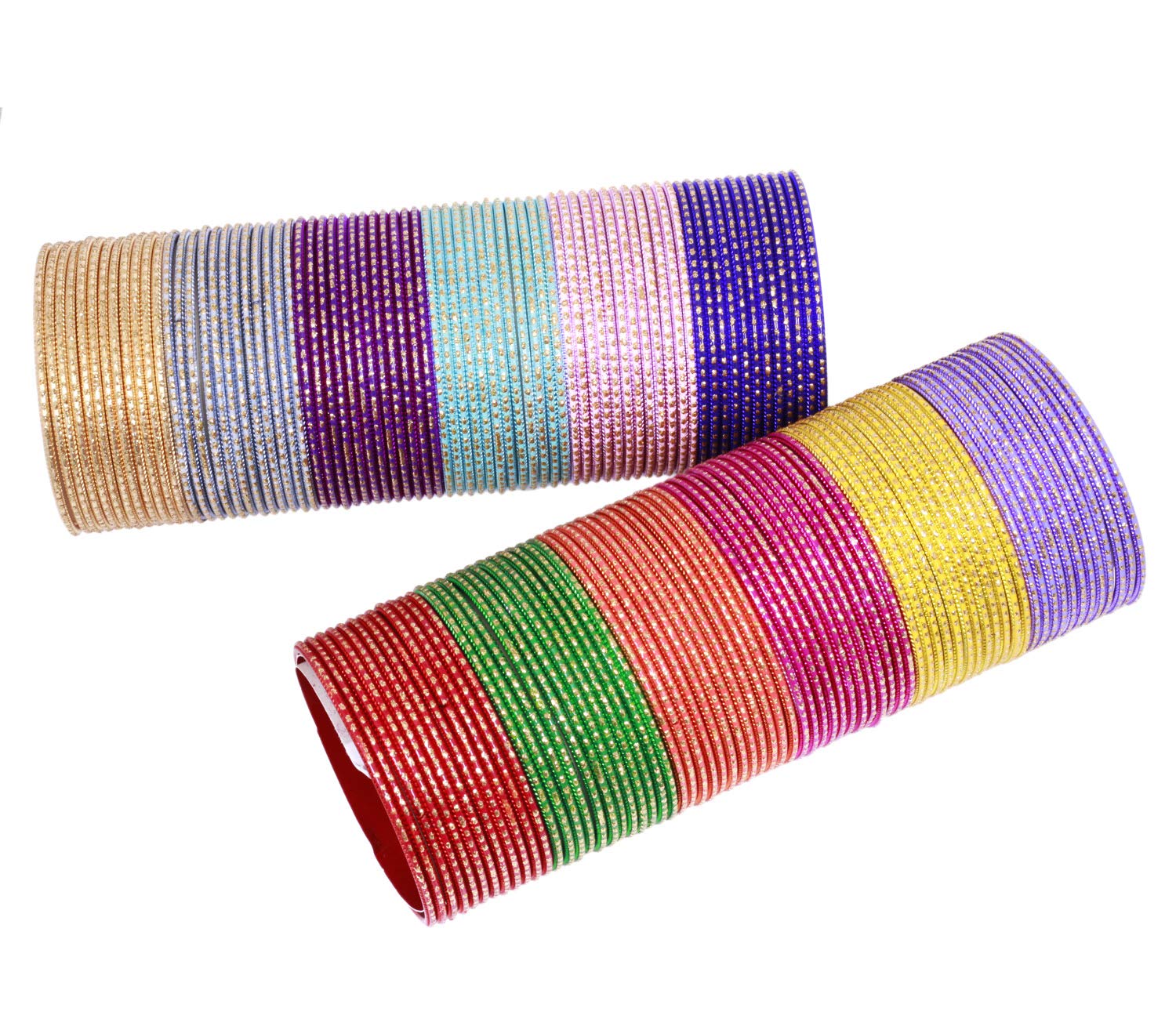 144 Pcs Indian Wedding Bangles Set – Plain Gold & Silver Bollywood Style Bracelets for Women, Brides, Party Wear | Jewelry Gift Box (Multiple Colors) | Perfect for Weddings, Festivals & Special Occasions