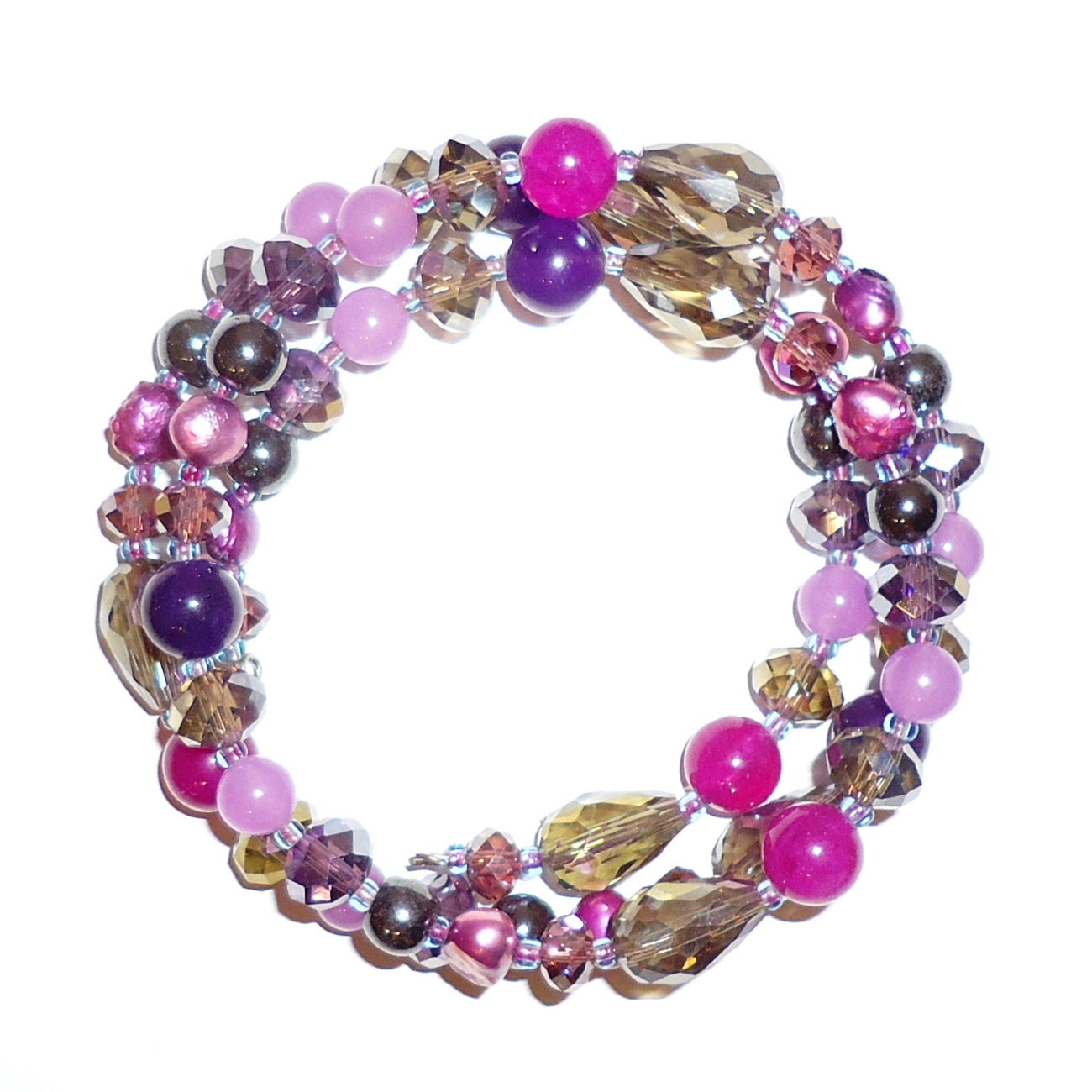 Mixed Stone Infinity Bracelet in Purple - Elegant Beaded Jewelry for Women, Perfect for Everyday Wear & Special Occasions