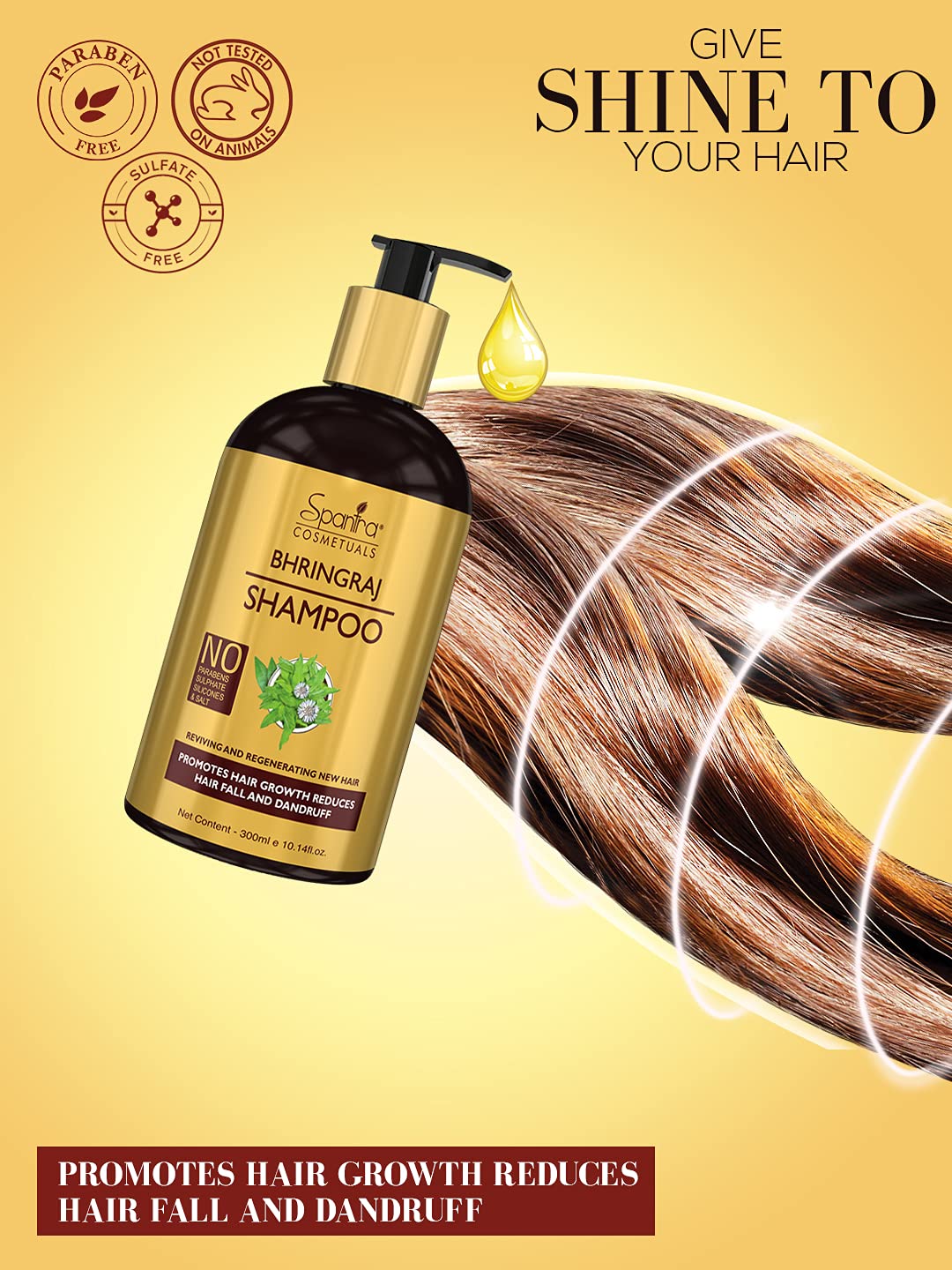 Spantra Bhringraj Shampoo 300ml for Hair Growth & Scalp Care | Natural Ayurvedic Formula to Strengthen Hair Roots | Deep Conditioning Treatment for Dry & Damaged Hair | Paraben & Sulfate Free | Perfect for Daily Use & Hair Regrowth Therapy