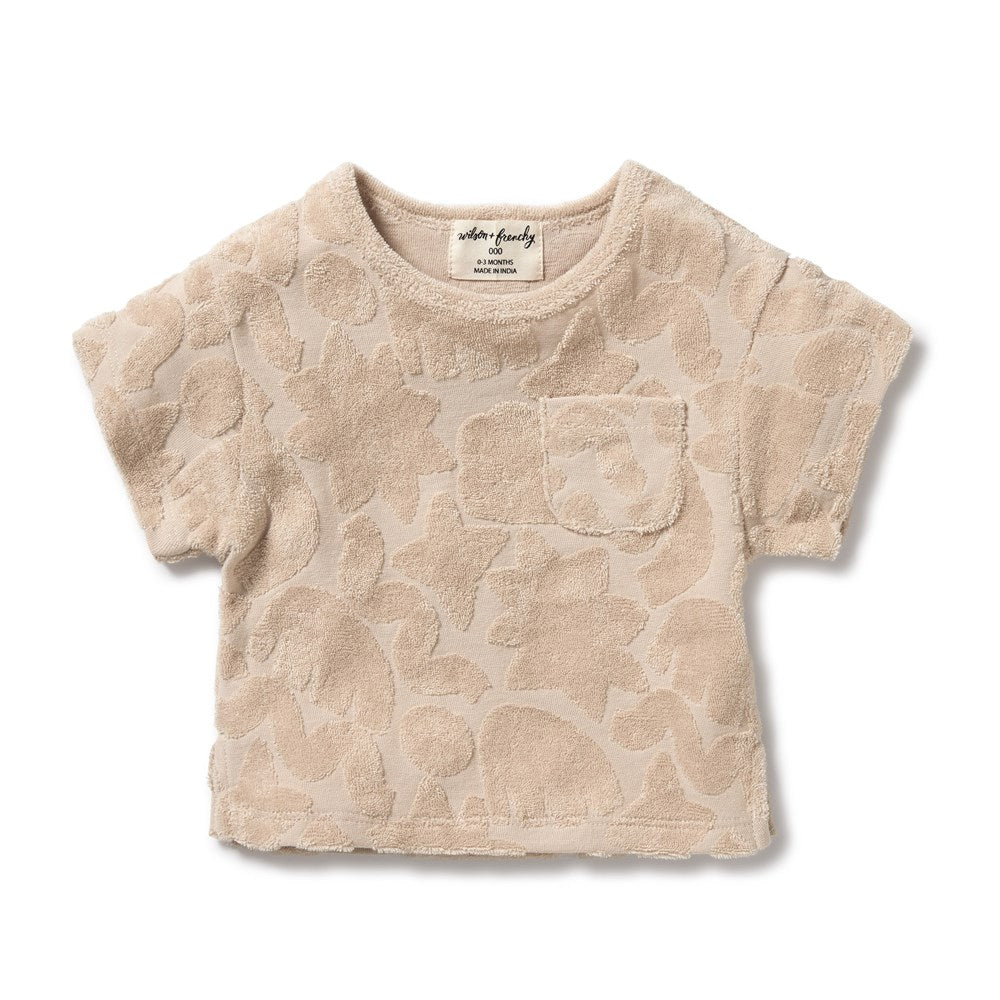 Organic Cotton Terry Tee for Women - Soft & Breathable Pattern Play T-Shirt - Perfect for Casual Wear, Yoga, and Lounging