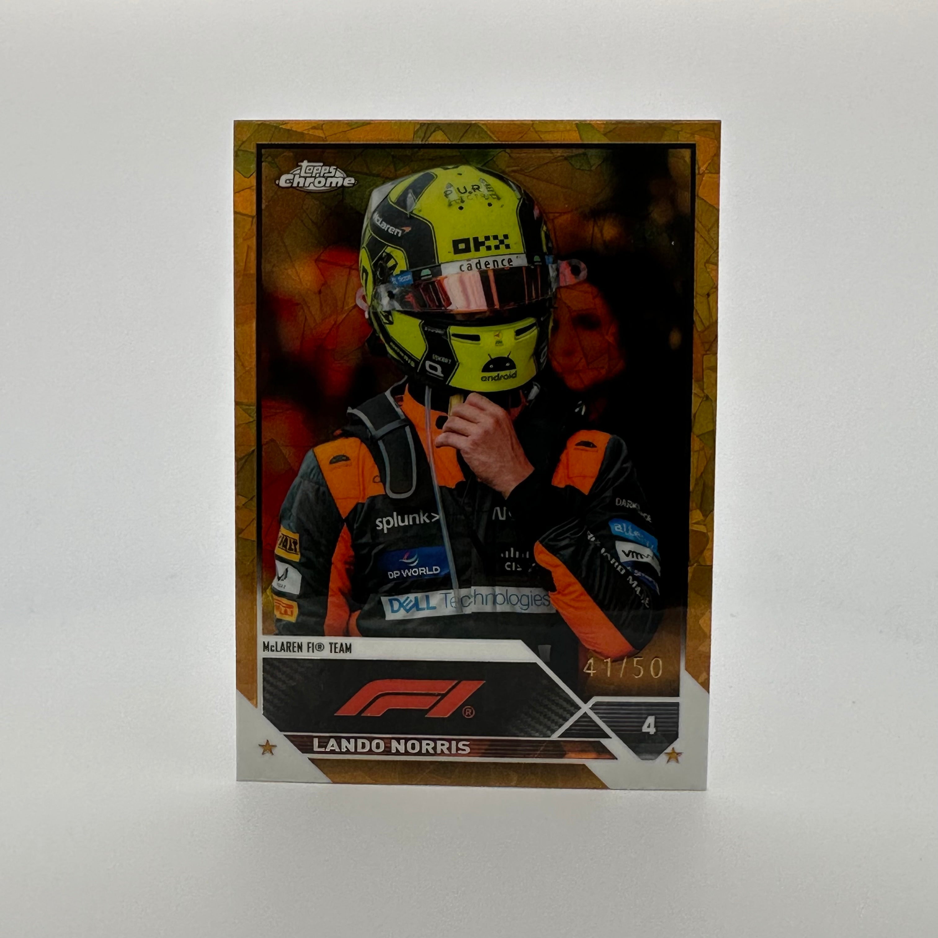 2023 Topps Chrome Sapphire #26 Lando Norris 41/50 Gold Edition - Rare F1 Racing Collectible for Fans & Card Traders